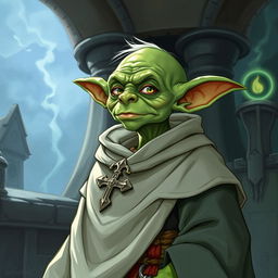 A detailed illustration of a genderless adult goblin from Dungeons & Dragons