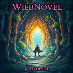 Create a captivating webnovel cover featuring a mystical forest with a glowing portal at its center