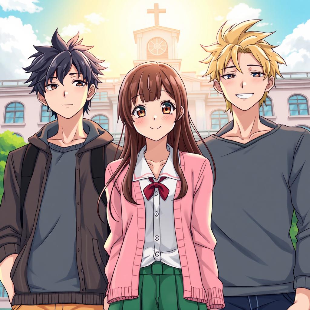 A captivating anime-style book cover illustration features a high school romance plot with a charming brunette girl at the center