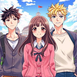 A captivating anime-style book cover illustration features a high school romance plot with a charming brunette girl at the center