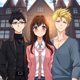 A captivating anime-style book cover illustration features a high school romance plot with a charming brunette girl at the center