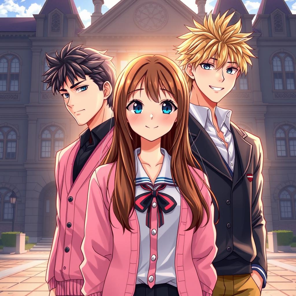 A captivating anime-style book cover illustration features a high school romance plot with a charming brunette girl at the center