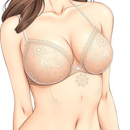 A detailed illustration of a woman wearing elegant lingerie