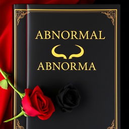 An aesthetic black and red romance book cover with the title 'ABNORMAL' in elegant font