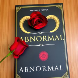 An aesthetic black and red romance book cover with the title 'ABNORMAL' in elegant font