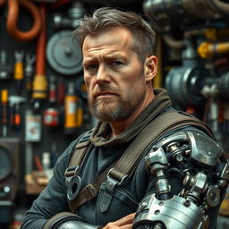 A 35-year-old man who is a mechanic cyborg