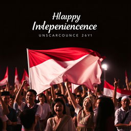 An artistic representation of Indonesia's Independence Day, featuring the red and white Indonesian flag, traditional clothing, and cultural elements