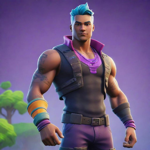 An extravagant $10,000 Fortnite skin featuring rare and unique elements such as outfit components, detailed textures and vibrant colors.