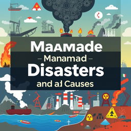 A cover page for a graphical insight on manmade disasters and their causes