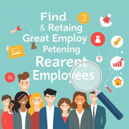 Create a visually engaging image that illustrates the concept of finding and retaining great employees