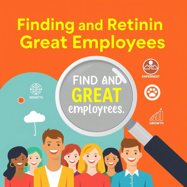 Create a visually engaging image that illustrates the concept of finding and retaining great employees