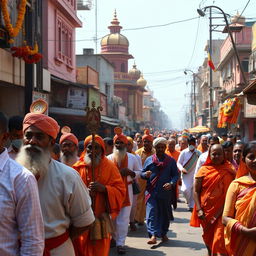 Create an image depicting Marathi culture with a focus on the traditional vari street scene