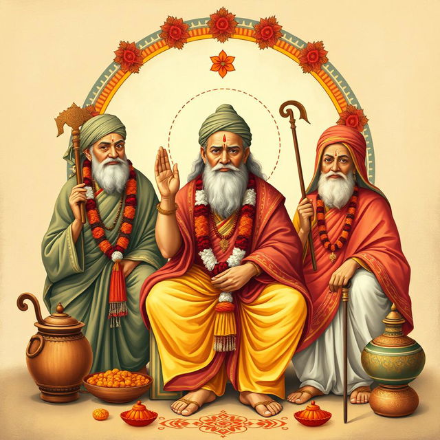 Create an image that showcases Marathi culture with an emphasis on Marathi saints