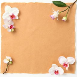 Create an image of a brown paper with a classic orchid border