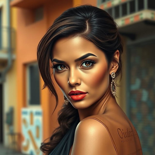 A very sexy and attractive Cuban woman, captured in a realistic portrait