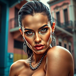 A very sexy and attractive Cuban woman, captured in a realistic portrait