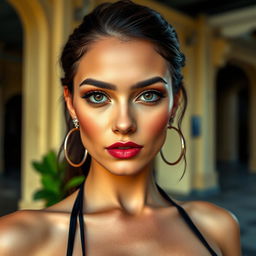 A very sexy and attractive Cuban woman, captured in a realistic portrait