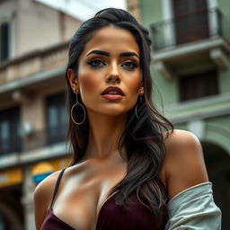 A very sexy and attractive Cuban woman, captured in a realistic portrait