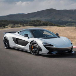 A sleek high-performance car that fuses the aerodynamics of a McLaren with the luxurious elegance and precision engineering of a Mercedes-Benz.