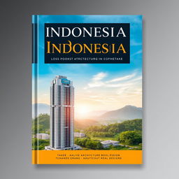 A professional book cover design featuring a high-rise building in Indonesia