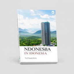 A professional book cover design featuring a high-rise building in Indonesia