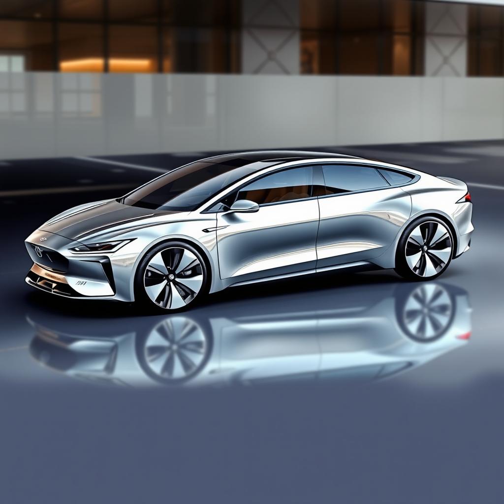 Create a concept image of a luxury electric vehicle (EV) 4-door sedan