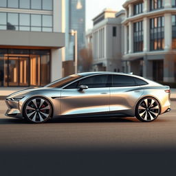 Create a concept image of a luxury electric vehicle (EV) 4-door sedan