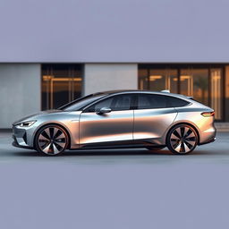 Create a concept image of a luxury electric vehicle (EV) 4-door sedan