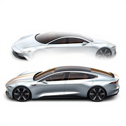 Create a concept image of a luxury electric vehicle (EV) 4-door sedan, showcasing the car from all angles