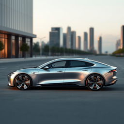 Create a hyper-realistic concept image of a luxury electric vehicle (EV) 4-door sedan, showcasing the car from all angles in 8K resolution