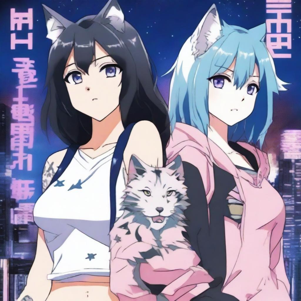 An anime/manga poster for a channel featuring two teenage girls