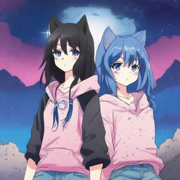 An anime/manga poster for a channel featuring two teenage girls