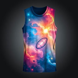 A basketball jersey designed with a nebula pattern