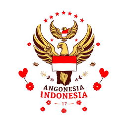 Create a unique and creative T-shirt design celebrating Indonesia's Independence Day on August 17th