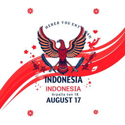 Create a unique and creative T-shirt design celebrating Indonesia's Independence Day on August 17th