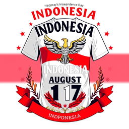 Create a unique and creative T-shirt design celebrating Indonesia's Independence Day on August 17th