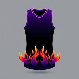 A basketball jersey design featuring a black base color with a gradient transitioning to purple