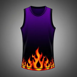 A basketball jersey design featuring a black base color with a gradient transitioning to purple