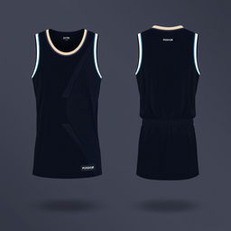 A basketball jersey design featuring dark colors