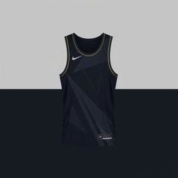 A basketball jersey design featuring dark colors