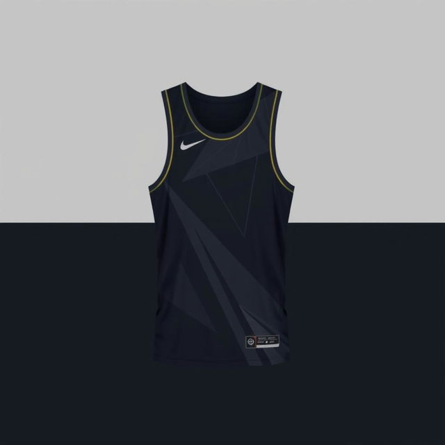 A basketball jersey design featuring dark colors