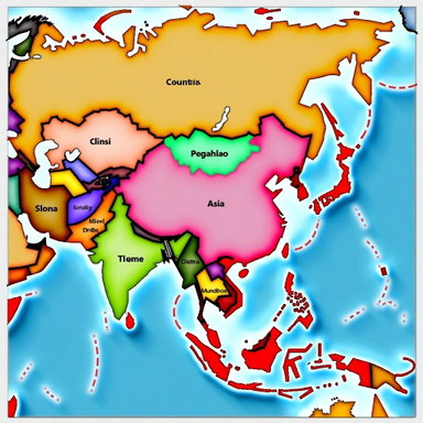 Asia Detailed Map Advanced Asia Physical Map On Spring Roller From