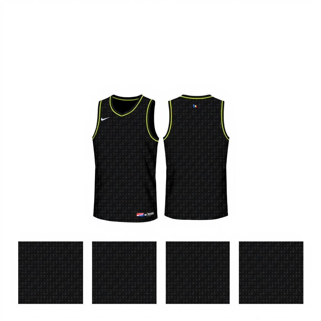 Design a basketball jersey with a simple pattern and a black base color