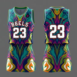 Design an incredibly cool basketball jersey that stands out with its unique and stylish patterns