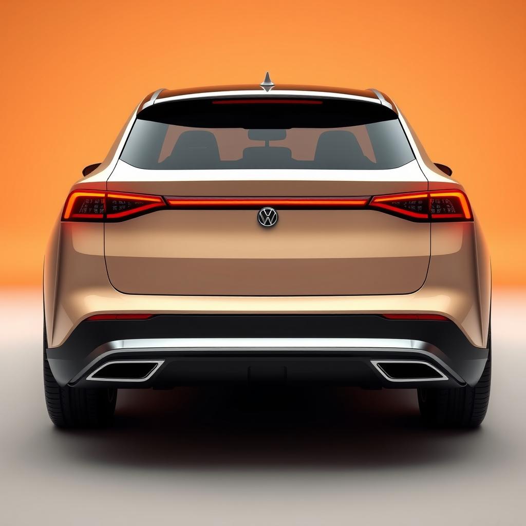 Design a unique and hyper-realistic rear view of an electric vehicle (EV) that does not duplicate any existing car models