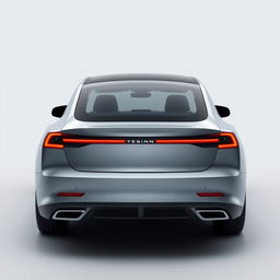 Design a unique and hyper-realistic rear view of an electric sedan that does not duplicate any existing car models