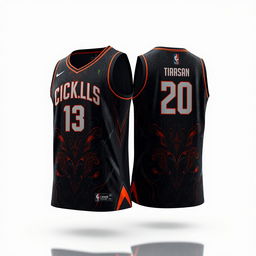 Design an incredibly cool basketball jersey with a dark color scheme