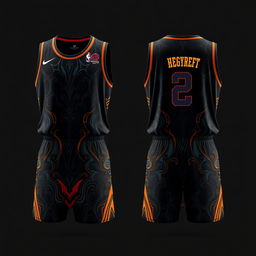 Design an incredibly cool basketball jersey with a dark color scheme