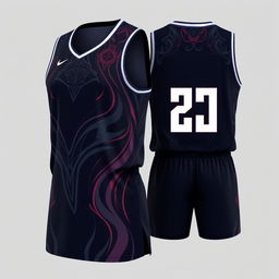 Design an incredibly cool basketball jersey with a dark color scheme