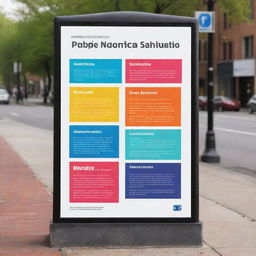 Design a public information poster with attention-catching colors, and clear, easily readable text that conveys important information.